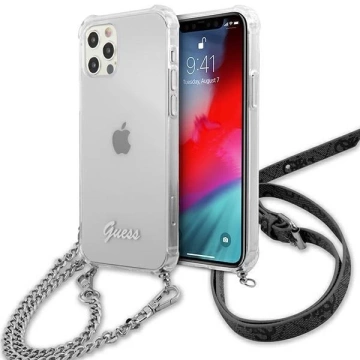 Guess GUHCP12MKC4GSSI iPhone 12/12 Pro 6,1" Прозорий твердий чохол 4G Silver Chain