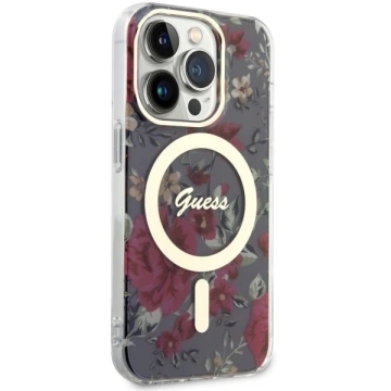 Чохол для телефону Guess GUHMP14LHCFWSA для Apple iPhone 14 Pro 6.1" hardcase зелений/хакі Flower MagSafe