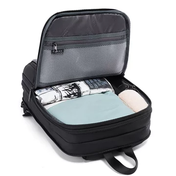 Bange wasserdichter Rucksack für 15,6-Zoll-Laptop, Stadtreisender, 45 x 30 x 16 cm, für Arbeit, Flugzeug, Herren, Damen, mit USB-Anschluss Schwarz