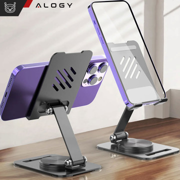 Holder Stand Tablet Stand Phone 12.9 Desktop Swivel Adjustable 360 ​​Desktop Aluminum Alogy Black