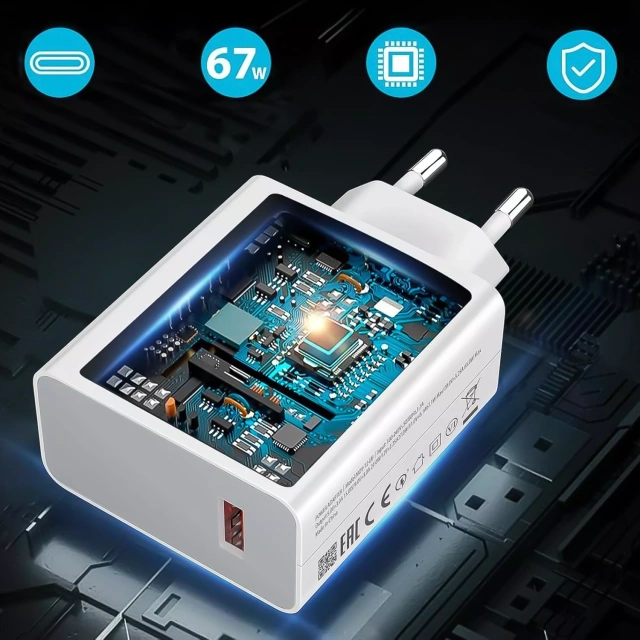 Xiaomi Original MDY-14-EW 67W Wandladegerät Schnellladung QC 3.0 USB-USB-C 6A Kabel Weiß