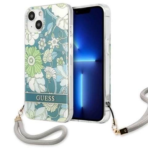 Guess GUHCP13SHFLSN iPhone 13 mini 5,4" зелений/зелений твердий чохол Flower Strap