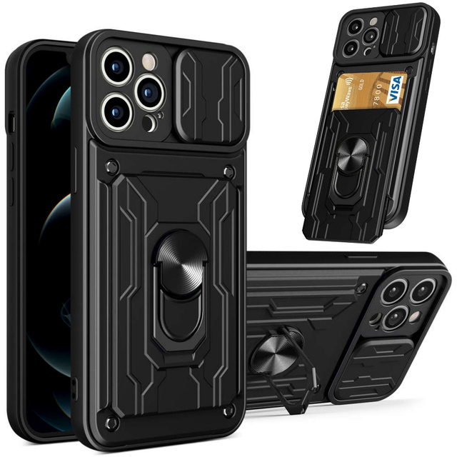 Pouzdro Alogy Camshield Stand Ring Wallet Case s krytem fotoaparátu a slotem pro kartu pro Apple iPhone 14 Pro Black