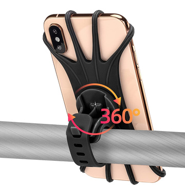 Uchwyt rowerowy silikonowy RockBros LF436BK na rower motocykl hulajnogę na kierownicę do telefonu Czarny