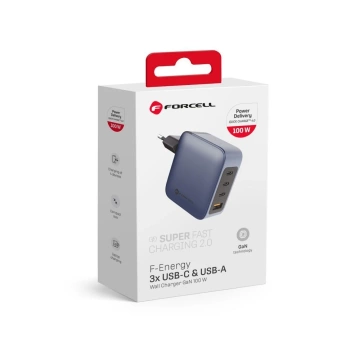 Зарядний пристрій Forcell GaN 100 Вт 3xUSB-C 1xUSB-A PD QC SFC