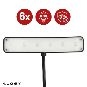 Lampa biurkowa Alogy LED z klipsem do czytania Czarna
