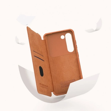 Шкіряний чохол Nillkin Qin Leather Pro для Samsung Galaxy S23 Flip Cover Camera Cover Brown