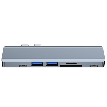 Hub adaptér USB V5-HUB 7w1 2x USB-C šedý