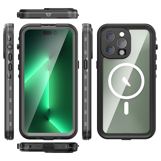 Alogy Waterproof Case IP68 Case with Clear Back 360 Armor Case for MagSafe for Apple iPhone 14 Pro