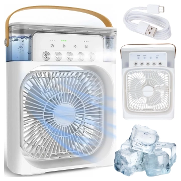 Alogy DeskBreeze™ 3-in-1 Desk Fan Air Conditioner, Small Floor Circulator with Humidifier, Timer and LED Backlight USB-C