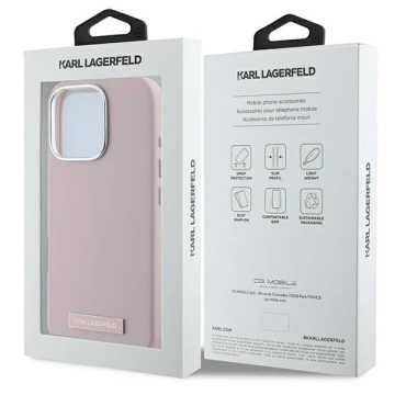 Karl Lagerfeld iPhone 16 Pro Max 6.9" Case Pink MagSafe Hardcase FW Metal Plate