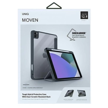 UNIQ etui Moven iPad Pro 12,9" (2021) Antimikrobiální szary/uhlově šedá