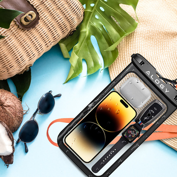 x2 Alogy Waterproof Case univerzální IPX8 vodotěsná taška na telefon do 9 palců a příslušenství Černá