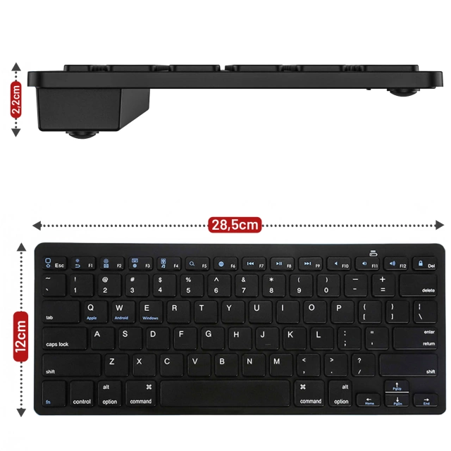 Wireless Bluetooth BT 3.0 Keyboard, universal for iPad iMac iOS Android Windows slim Black