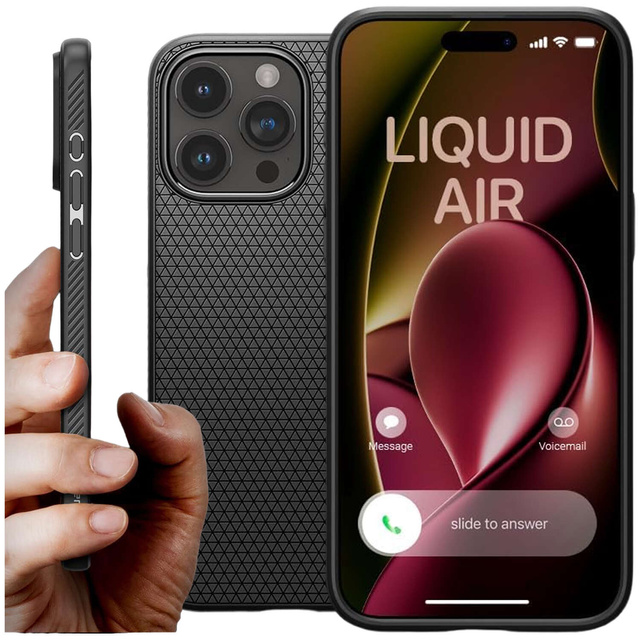 Puzdro na iPhone 15 Pro Max Spigen Liquid Air Case, puzdro, ochranná zadná strana, matné čierne sklo