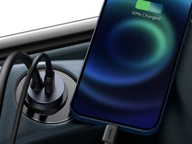 Autonabíjačka Baseus Share s 2x USB predlžovačkou, 2x USB-C 120W šedá