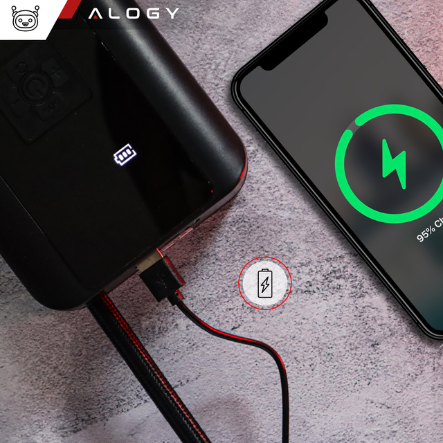 Електричний велосипедний насос для велосипеда бездротовий автомобільний повітряний компресор портативний з ліхтариком 150 PSI Alogy чорний