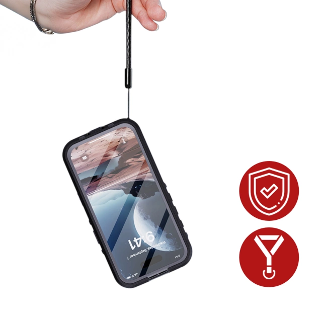 Чохол для iPhone 15 водонепроникний Mag Safe Case броньований водонепроникний корпус чорно-сірий