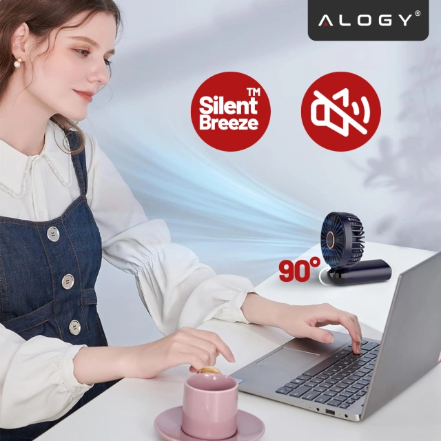 Ventilator Ventilator Handventilator Kabellos Alogy Desktop Tragbarer Handheld mit Telefonhalter USB-C Marineblau