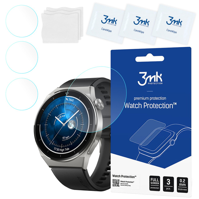 Szkło hybrydowe do Huawei Watch GT 3 Pro 46mm 3szt 3mk Watch Protection™ FlexibleGlass