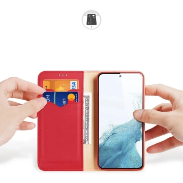 Ochranné pouzdro Dux Ducis Hivo pro Samsung Galaxy S23 Plus flip cover stojánek na peněženku RFID blocker červený
