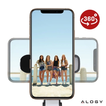 Selfie stick tripod Tripod phone holder Alogy Tripod selfie stick Bluetooth 360 remote control Black