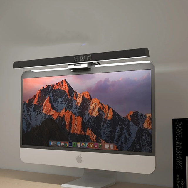 Lampe, LED-Schreibtischlampe über dem Monitor, Computer, LCD-Bildschirm, verstellbarer schwarzer Streifen