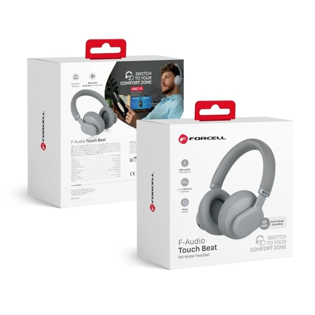 Forcell F-Audio ANC Touch Beat Wireless On-Ear Headphones Gray