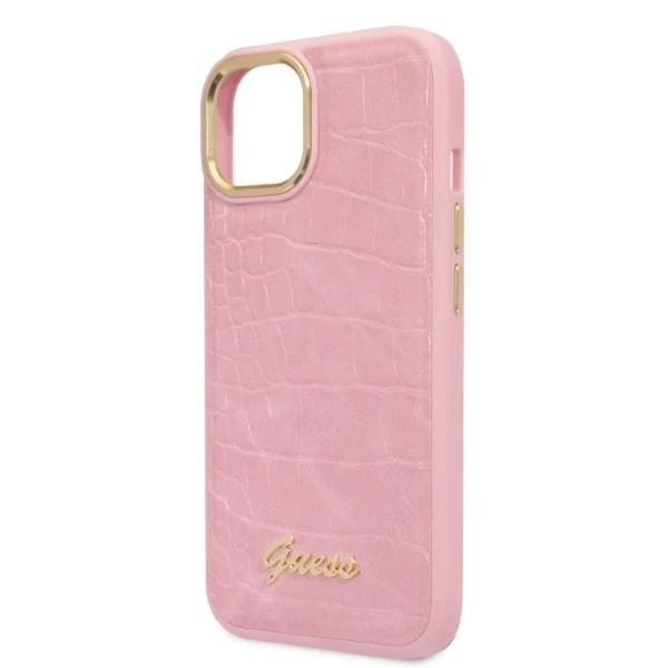 Phone case Guess GUHCP14MHGCRHP for Apple iPhone 14 Plus 6.7" pink/pink hardcase Croco Collection