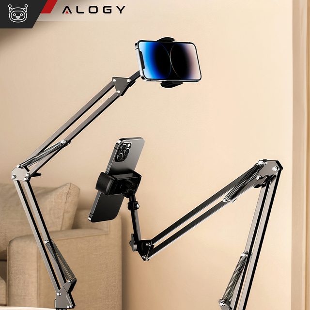 Ring LED Alogy drafting lamp with flexible arm and desk stand phone holder Black
