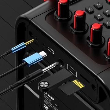 Dudao głośnik bezprzewodowy Bluetooth 5.0 10W 4800mAh mikrofon zestaw do karaoke czarny (Y15s-black)