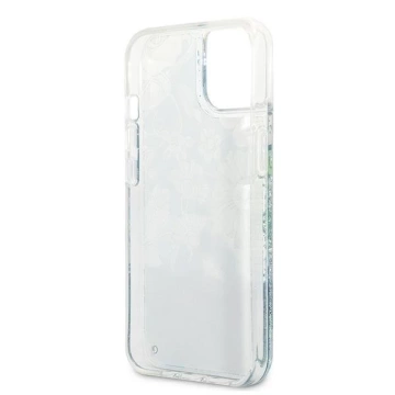 Guess GUHCP13MLFLSN iPhone 13 6,1" zielony/zelené pevné pouzdro Flower Liquid Glitter