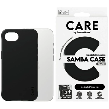 CARE Case for iPhone 16e by PanzerGlass Fashionable Samba MagSafe Black