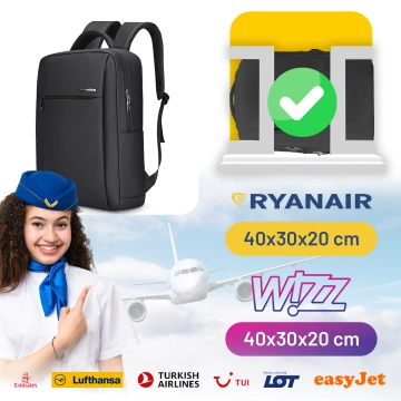 Plecak na Laptopa 15.6" Mark Ryden, Bagaż Podręczny, Bezpłatny, Wodoodporny Biznesowy i Podróżny, Usztywniany, Zamek YKK, Materiał Oxford 40×30×10 cm – Czarny