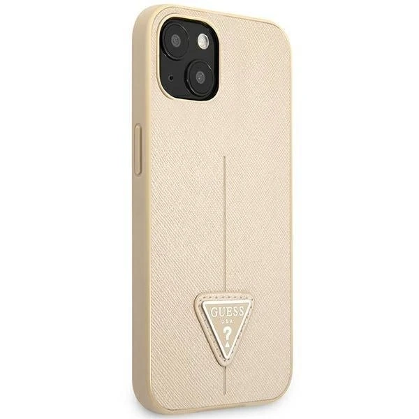 "Etui Guess GUHCP14SPSATLE für Apple iPhone 14 6,1\" beżowy/beige Hardcase SaffianoTriangle Logo"