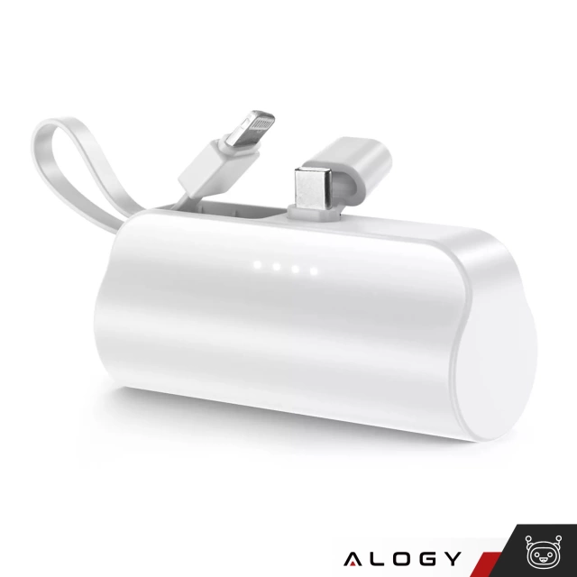 PowerBank 5000mAh Alogy vrecková externá nabíjačka Power Bank USB-C a lightning biela