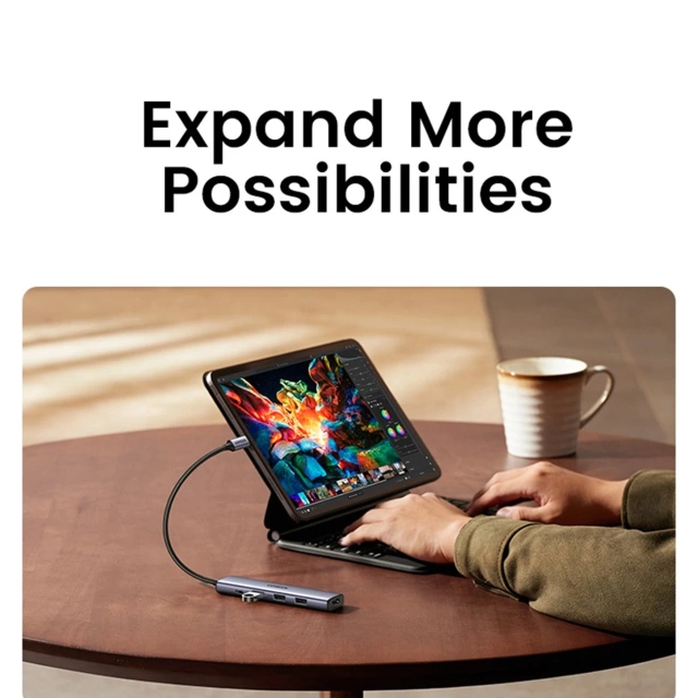 Ugreen CM478 USB-C auf HDMI / USB-A 3.0 / 2x USB 2.0 / PD Adapter Grau