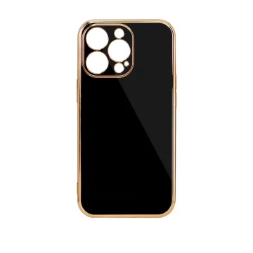Чорний гелевий чохол Lighting Color Case для iPhone 12 Pro із золотою рамкою