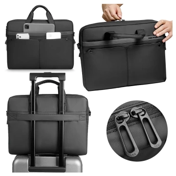 Mark Ryden 14" Laptop Bag, Waterproof, Stylish and Roomy, Lightweight 0.5kg, with Laptop and 9.7" Tablet Pocket and Suitcase Strap - Black