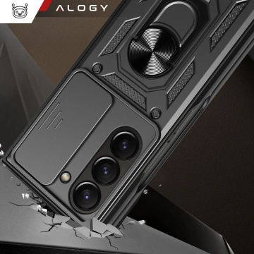 Hülle für iPhone 14 Pro Mag Safe Matt Case Cover matt Alogy Ring gepanzerte Handyhülle Schwarz