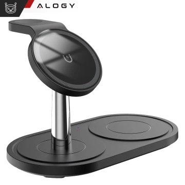 Індуктивний зарядний пристрій 3в1 для телефону годинник навушники Alogy Qi Charger для Apple iPhone Watch AirPods Black