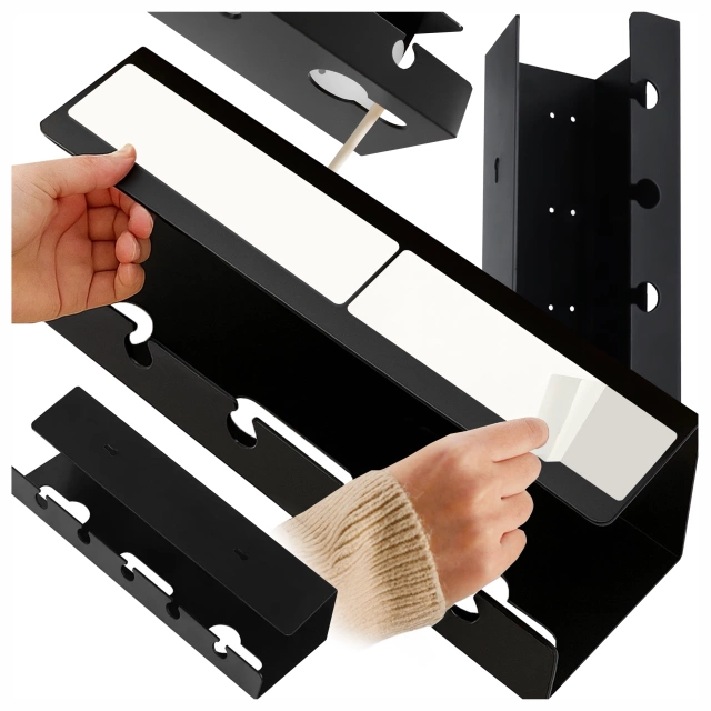2-in-1 Kabelorganizer zur Untertisch- und Wandmontage, 40 cm, mit Klebestreifen für einen aufgeräumten Schreibtisch, Alogy CableHold™ – Schwarz