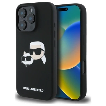 Etui Karl Lagerfeld Silicone Double Heads Print MagSafe do iPhone 16 Pro Max Black