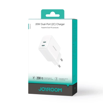 Мережевий зарядний пристрій Joyroom 2x USB-C 20W PD / QC 3.0 - білий