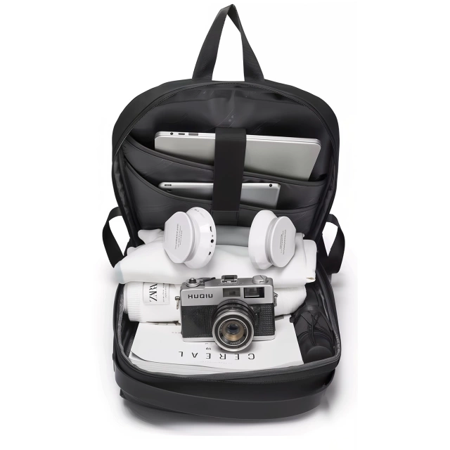 Bange Waterproof Backpack Laptop Bag 15.6" Travel Accessories 48x30x12.5 cm for Work School Plane Men's Women's USB and USB-C Black