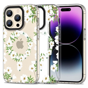 Ochranné puzdro MagMood pre MagSafe pre iPhone 15 Pro Max biela sedmokráska