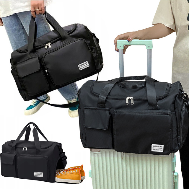 Men's women's sports shoulder bag for the gym for the plane hand luggage 44x26 training black Alogy Black