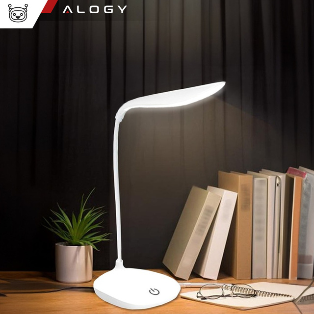 Stolná LED lampa na stôl dotyková školská USB stojaca nočná bezdrôtová Flexible Alogy White