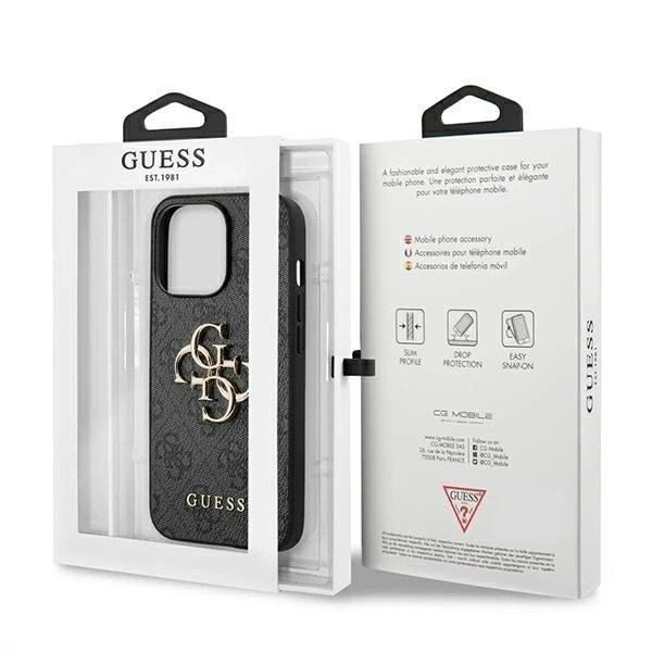Etui Guess GUHCP13L4GMGGR do Apple iPhone 13 Pro / 13 6,1" szary/sivé pevné puzdro 4G Big Metal Logo