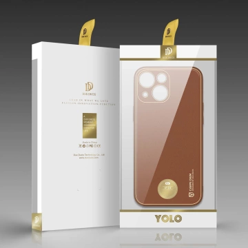 Pouzdro Dux Ducis Yolo iPhone 14 elegantní kryt z ekologické kůže hnědé barvy